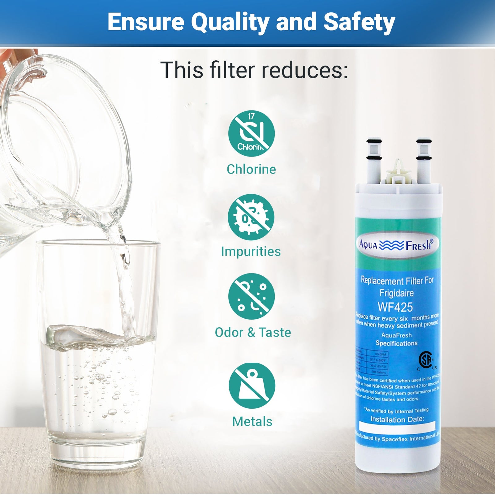 WF3CB Comparable Aqua-Fresh WF425 Refrigerator Water Filter