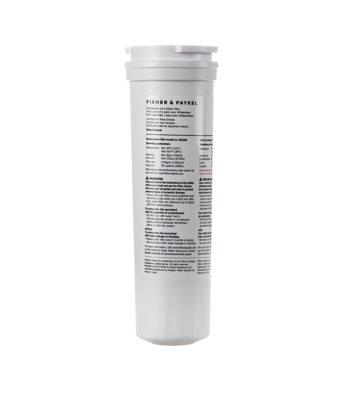 862285 Fisher & Paykel Refrigerator Water Filter