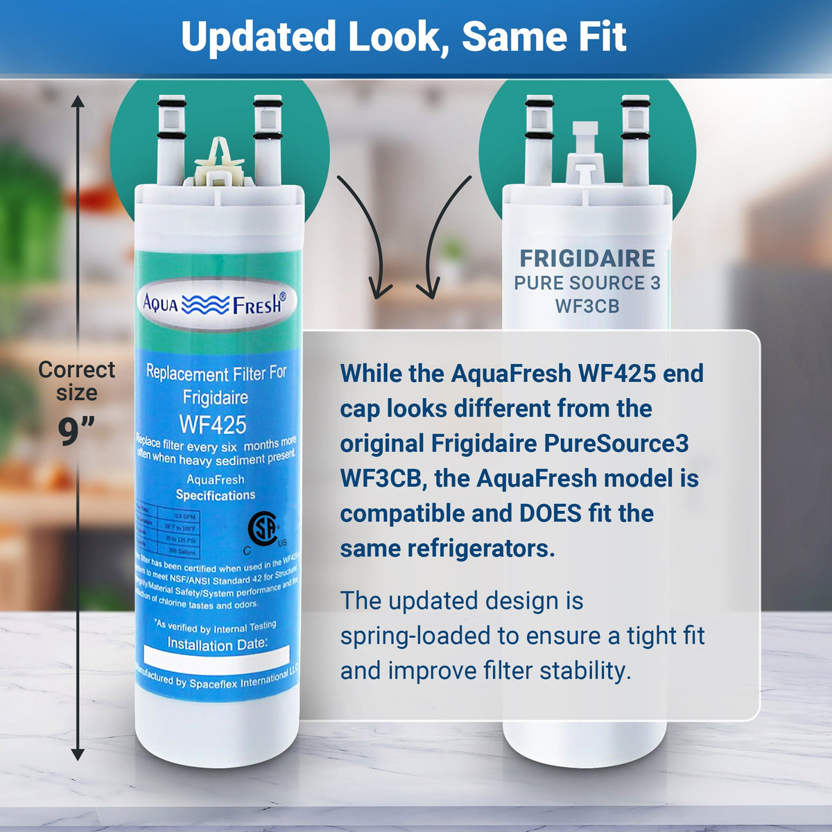 WF3CB Comparable Aqua-Fresh WF425 Refrigerator Water Filter
