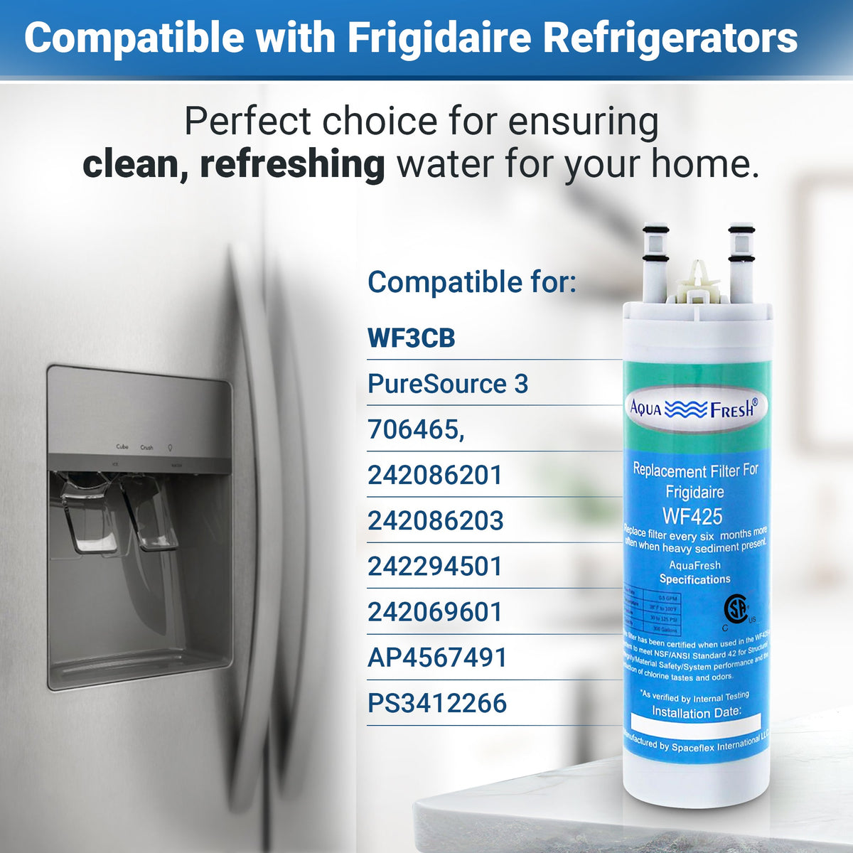 WF3CB Comparable Aqua-Fresh WF425 Refrigerator Water Filter