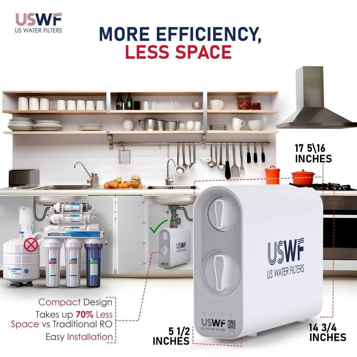 600GPD Tankless Undersink RO System by USWF - DiscountFilterStore.com