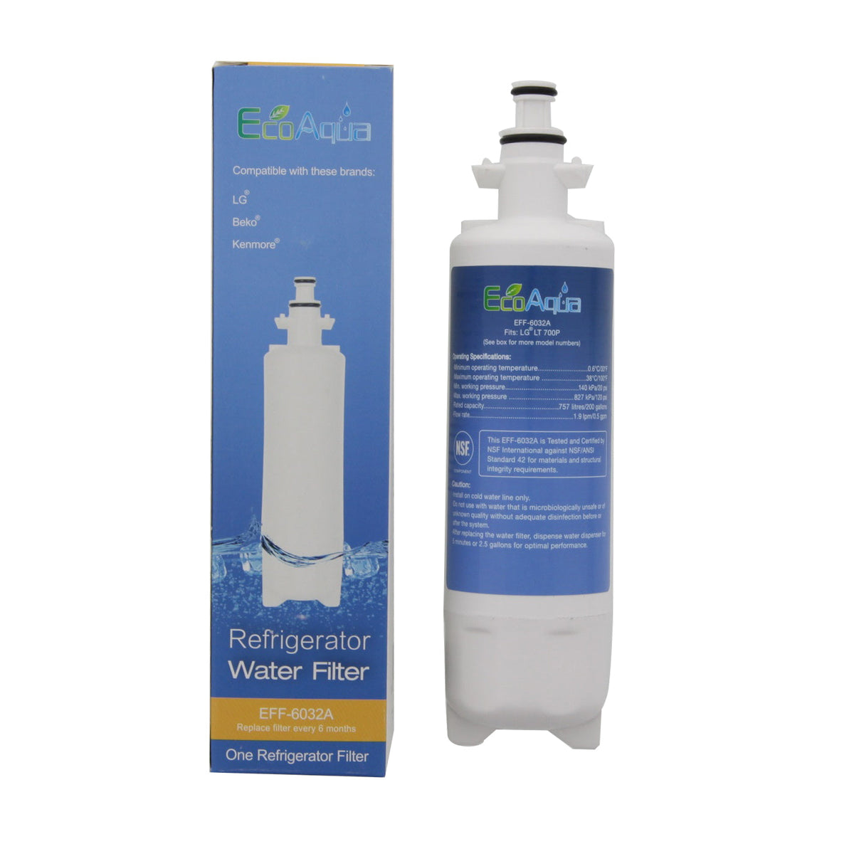 LG LT700P Comparable Refrigerator Filter by EcoAqua (EFF-6032A)
