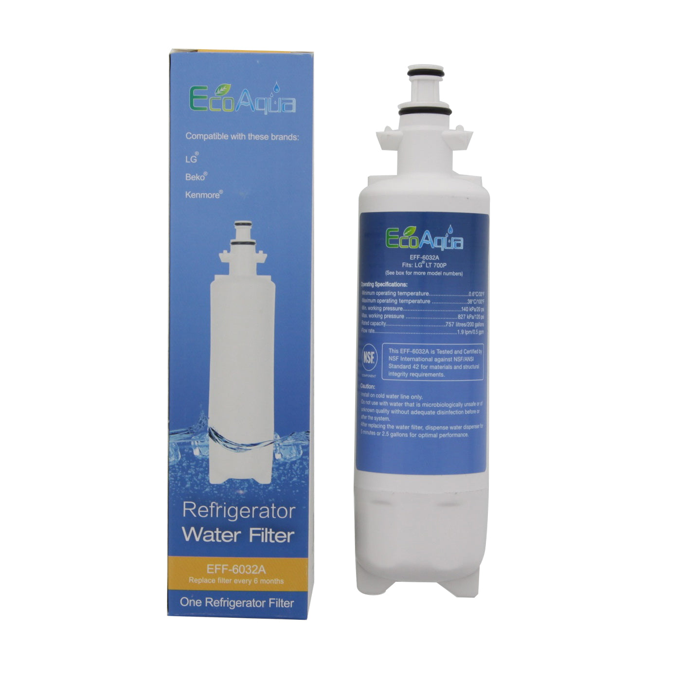 LG LT700P Comparable Refrigerator Filter by EcoAqua (EFF-6032A)
